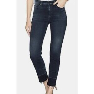 Hudson Women's Dark Wash High Rise Straight Leg Raw Hem Jeans Size 31